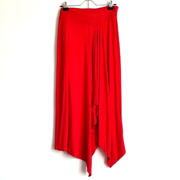 Michael Kors Flowy Red Asymmetrical Midi Skirt - Extra Small - Picture 5 of 11